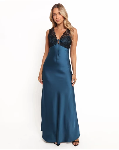 Petal & Pup - Cammy Maxi Slip Dress - Blue/Black