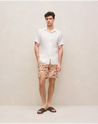 Trenery - Brushstroke Swim Short in Butterscotch Brown