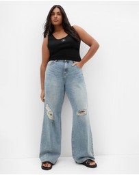 City Chic - Plus size Harley Fit Harriet Wide Leg Regular Jean - dirty wash