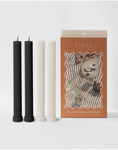 Black Blaze - Column Pillar Candle Party Set