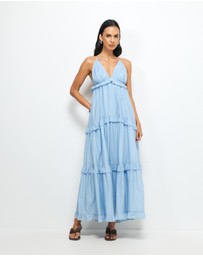 AERE - Ivara V-Neck Tiered Maxi Dress