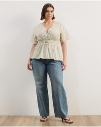Atmos&Here Curvy - Elis Cotton Gathered Waist Top