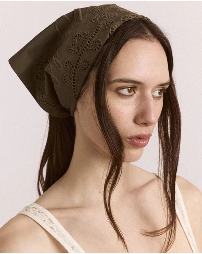 Damson Madder - Embroidered Headscarf