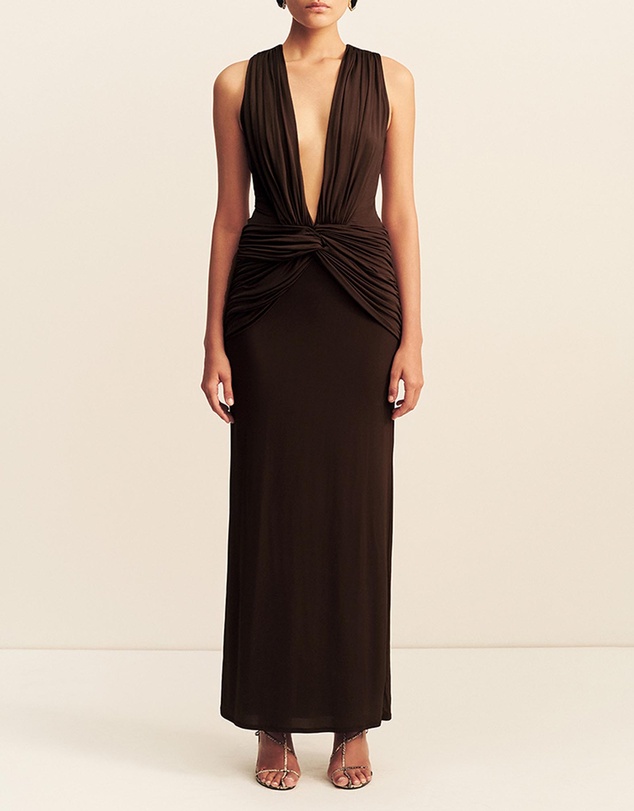 Shona Joy - Miro Sleeveless Plunged Maxi Dress