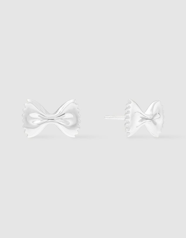 Wanderlust + Co - Bow Tie Pasta Silver Stud Earrings