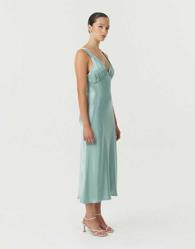 Third Form - Satin Gather Bra Bias Slip Dress