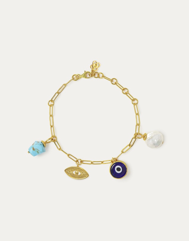 Ottoman Hands - Cornicello Evil Eye and Turquoise Charm Bracelet