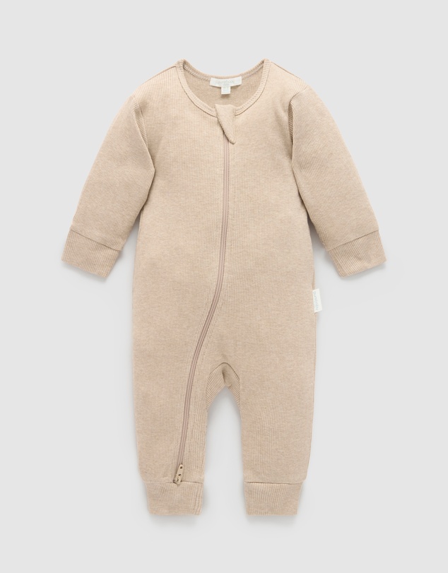 Purebaby - Ribbed Zip Growsuit -Kids-Babies