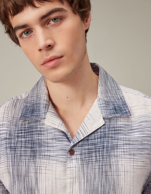 NEXT - Linen Blend Check Short Sleeve Shirt