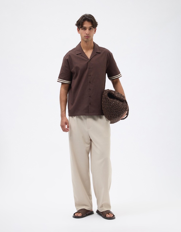 AERE - Contrast Linen Blend Shirt