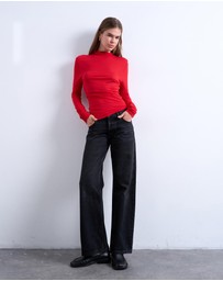 TOPSHOP - High Neck Viscose LS Top
