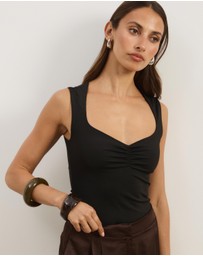 Atmos&Here - Jersey Gathered Detail Tank Top