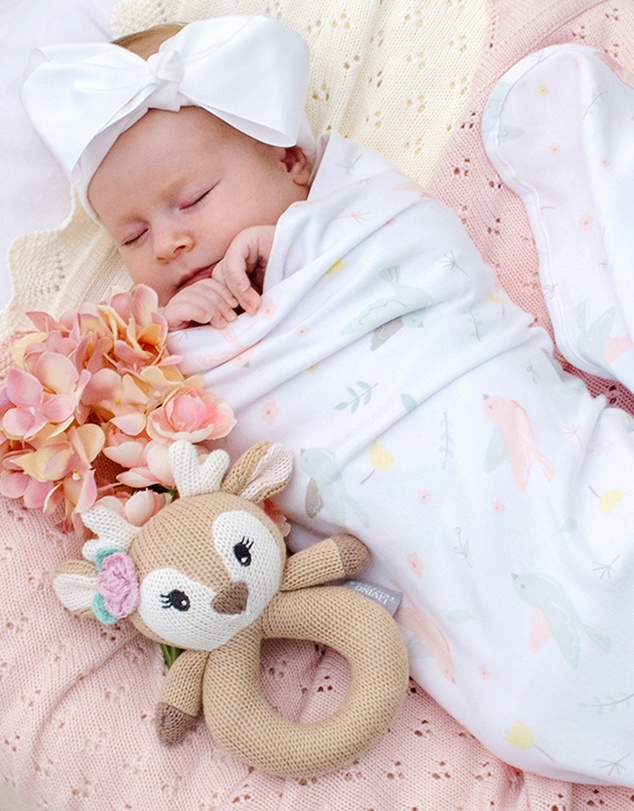 Living Textiles - Knitted Ring Rattle - Ava the Fawn