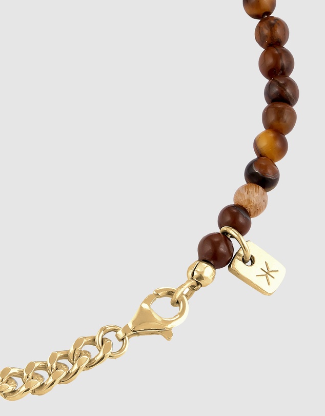 Kuzzoi - ICONIC EXCLUSIVE - Tiger's Eye Beads Bracelet in Gold-Plated 925 Sterling Silver