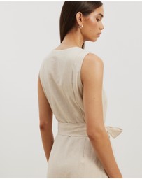 Atmos&Here - Dasha Scoop Neck Linen Blend Midi Dress