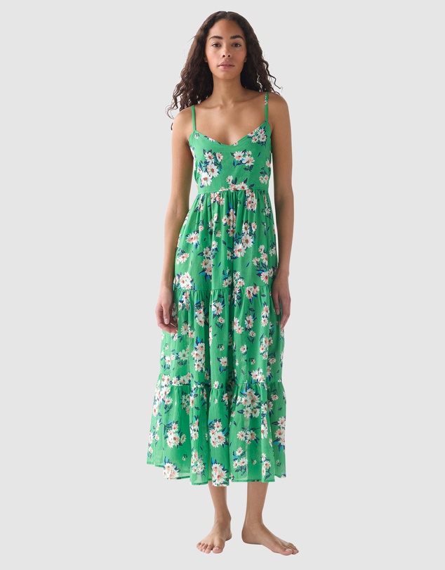 Kate Spade - Spring Daisies Tiered Midi Tie-Back Cotton Beach Dress & Cover-Up