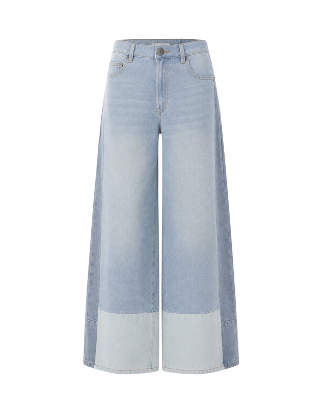 THE TALES - Farrah Wide Leg Patch-Worked Denim Jeans