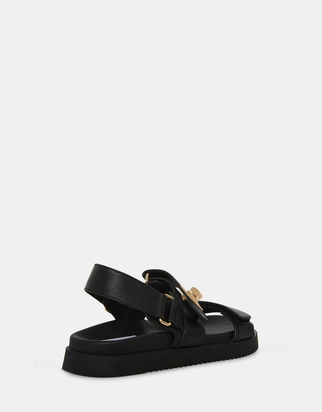 Steve Madden - Mona Black Leather Sandals
