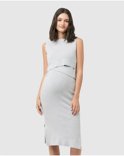 Ripe Maternity - Layered Knit Nursing Dress