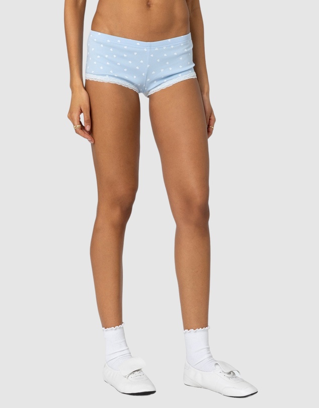 EDIKTED - Follow Ur Heart Printed Micro Shorts