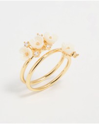 Lovisa - Gold Plated Cubic Zirconia Flower Wrap Ring