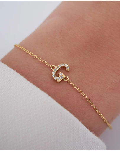 The Silver Collective - A-Z Letter Bracelet Gold - G