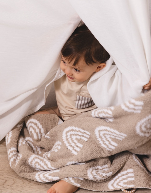 Living Textiles - Chenille Blanket - Rainbow Taupe
