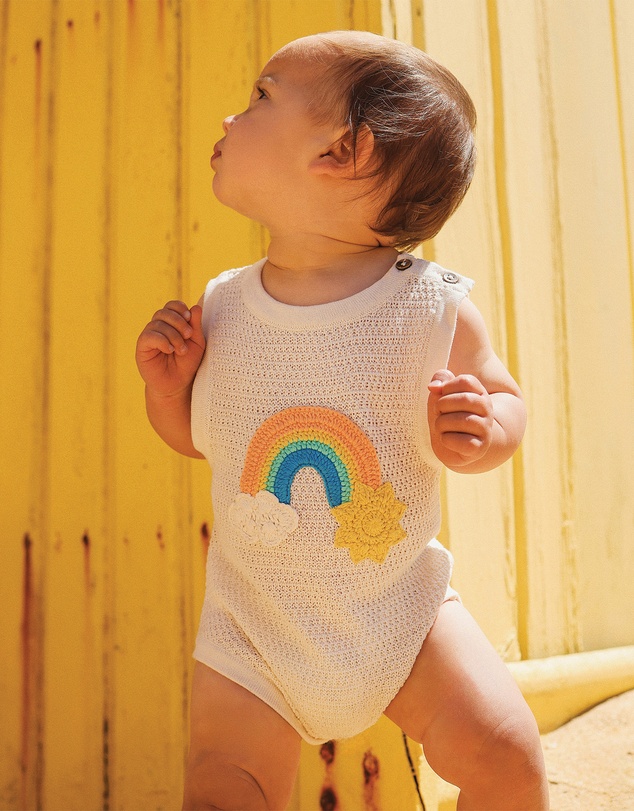 Rock Your Baby - La Mer Knitted Romper in Cream