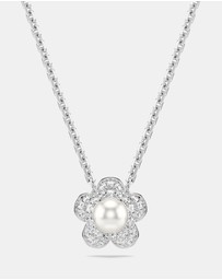 Swarovski - Ariana Grande X Swarovski Set, Crystal Pearl, Round Cut, Flower, White, Rhodium Plated