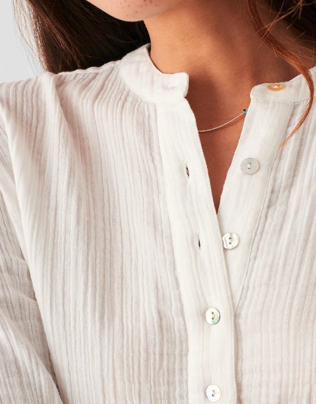 Faherty - Dream Organic Cotton Gauze Collarless Shirt