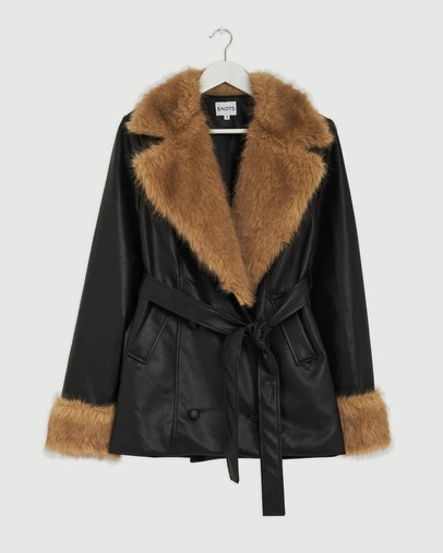 Revibe - Repaired SNDYS Cedric Faux Fur Leather Jacket - AU 8
