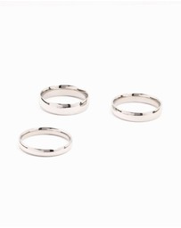 Lovisa - Waterproof Stainless Steel Plain Band Rings 3-Pack