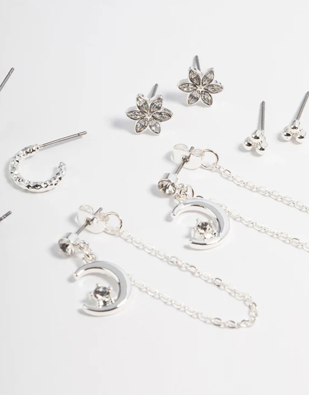 Lovisa - Silver Celestial Stacker Earrings 5-Pack