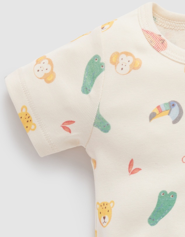 Purebaby - 2 Pack Short Sleeve Ribbed Bodysuit -Babies