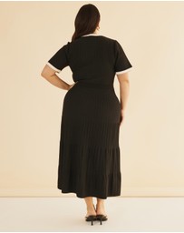 Atmos&Here Curvy - Kendra Contrast Knit Midi Dress