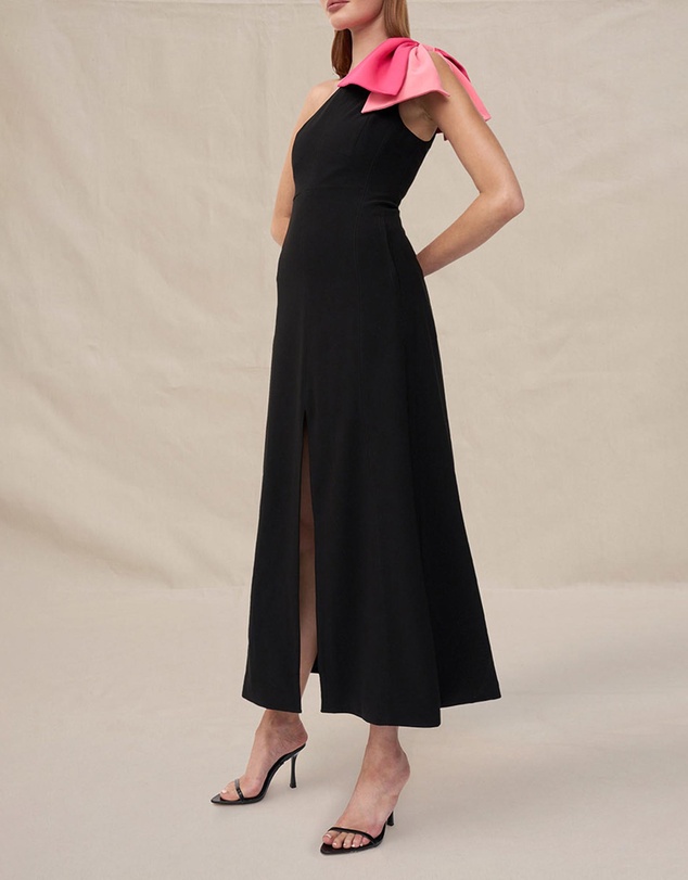 BY JOHNNY. - Black Tie Down Maxi Dress - ICONIC EXCLUSIVE