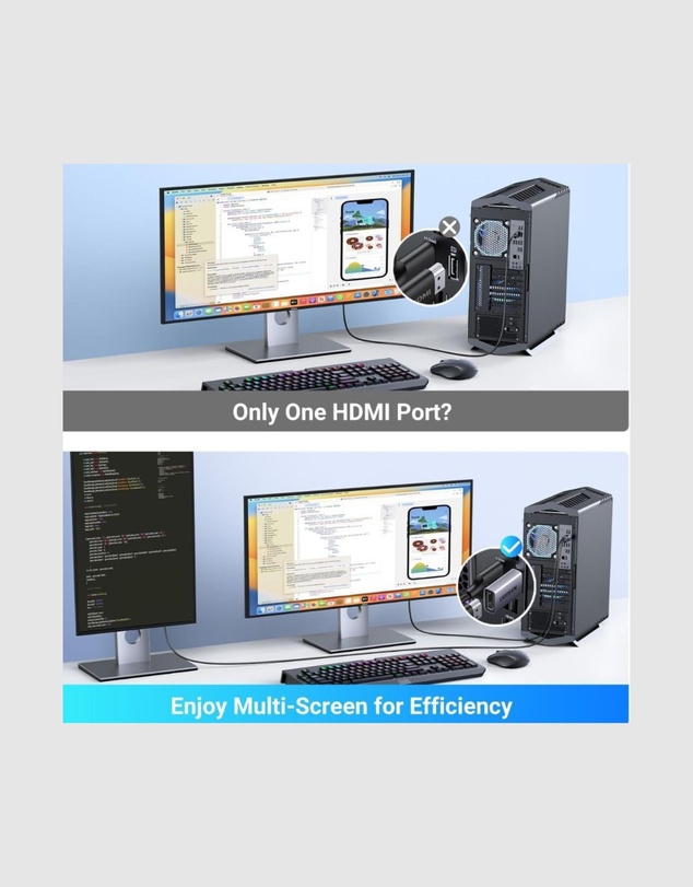 Ugreen - UGREEN DisplayPort to HDMI 4K Adapter 2 Pack Aluminium Housing Plug and Play Black