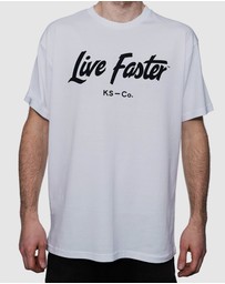 Killer Speed Co. - Killer Speed Co. Men Live Faster Tshirt Relaxed Fit Crew Neck White