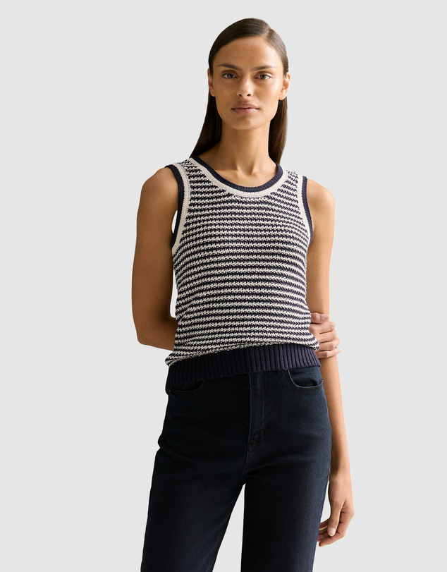 Trenery - Mercerised Cotton Knit Stitch Detail Tank