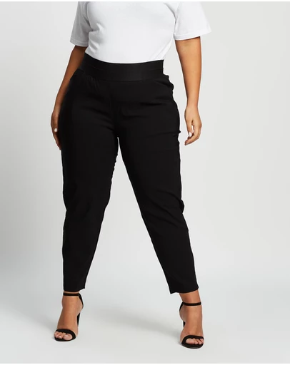 Love Your Wardrobe - Jada Wide Elastic Waist Stretch Bengaline Pants