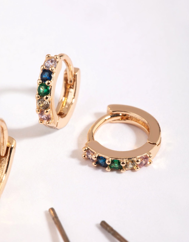 Lovisa - Green Stud & Huggie Hoop Earring Stack Pack