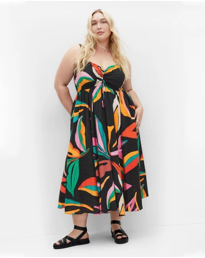 City Chic - Maui Print Shirred Maxi Dress