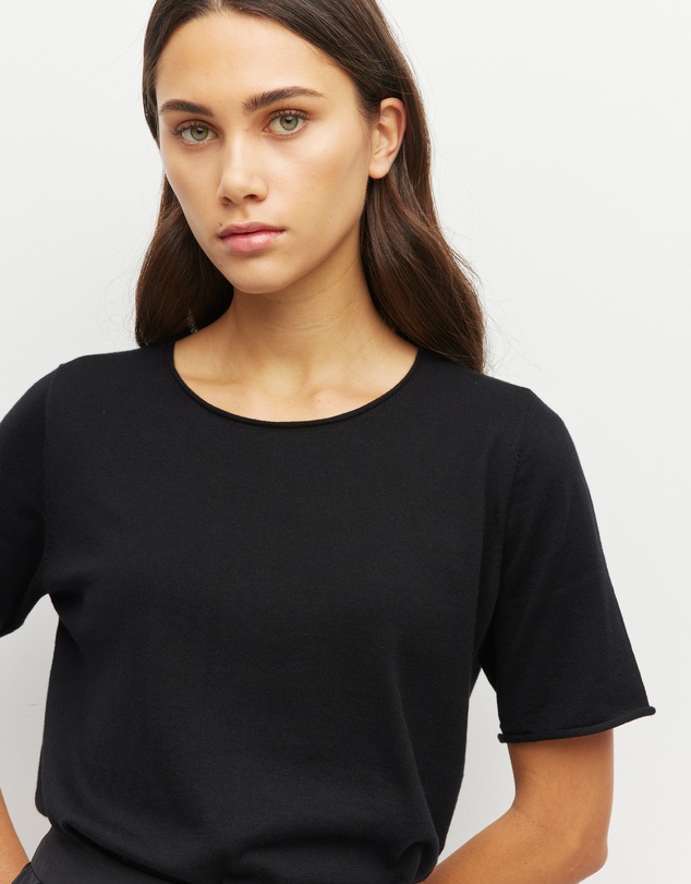 JH Lounge - JHL Crew T (Fine Cotton Cashmere) Black