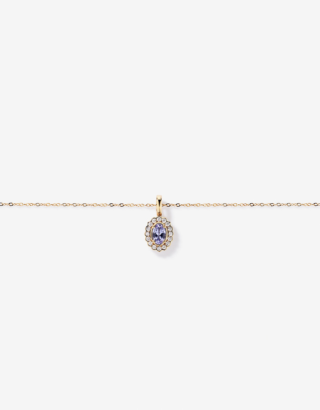 Michael Hill - Tanzanite & 0.15TW of Diamond Halo Pendant with Chain in 10kt Yellow Gold
