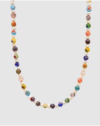 Nialaya Jewellery - Men's Pearl Necklace with Hand-Painted Glass Beads