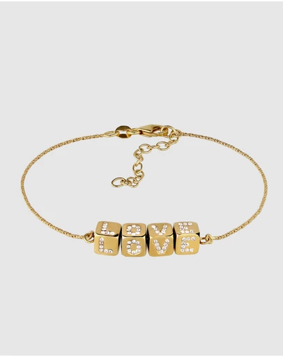 Elli Jewelry - Crystal LOVE Bracelet in Gold-Plated 925 Silver