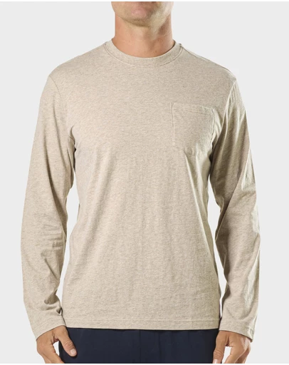Mitch Dowd - Mens Relaxed Long Sleeve Crew Tee - Oatmeal