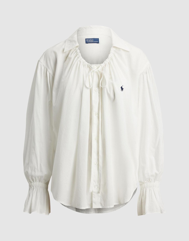 Polo Ralph Lauren - Tie-Neck Cotton Poplin Top