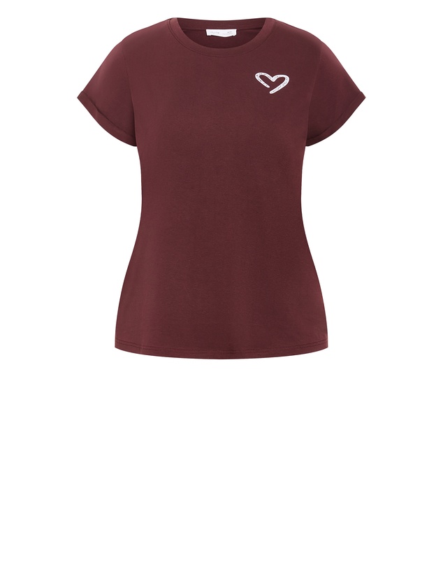 City Chic - Plus size Davina Cotton Tee - choc cherry
