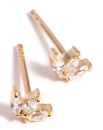 Lovisa - Gold Plated Sterling Silver Cubic Zirconia Leaf Stud Earrings